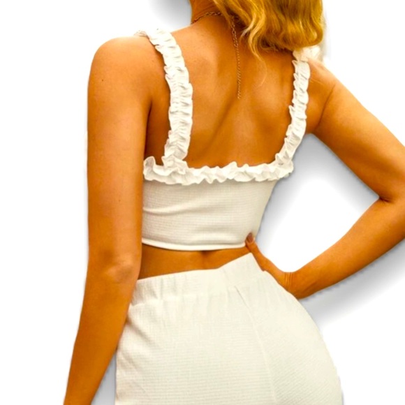 #4038 Two Piece Frilled Front Trim Cami & Shorts Set - Picture 4 of 15